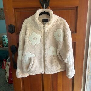 Floral Sherpa Zip-Up Sweater